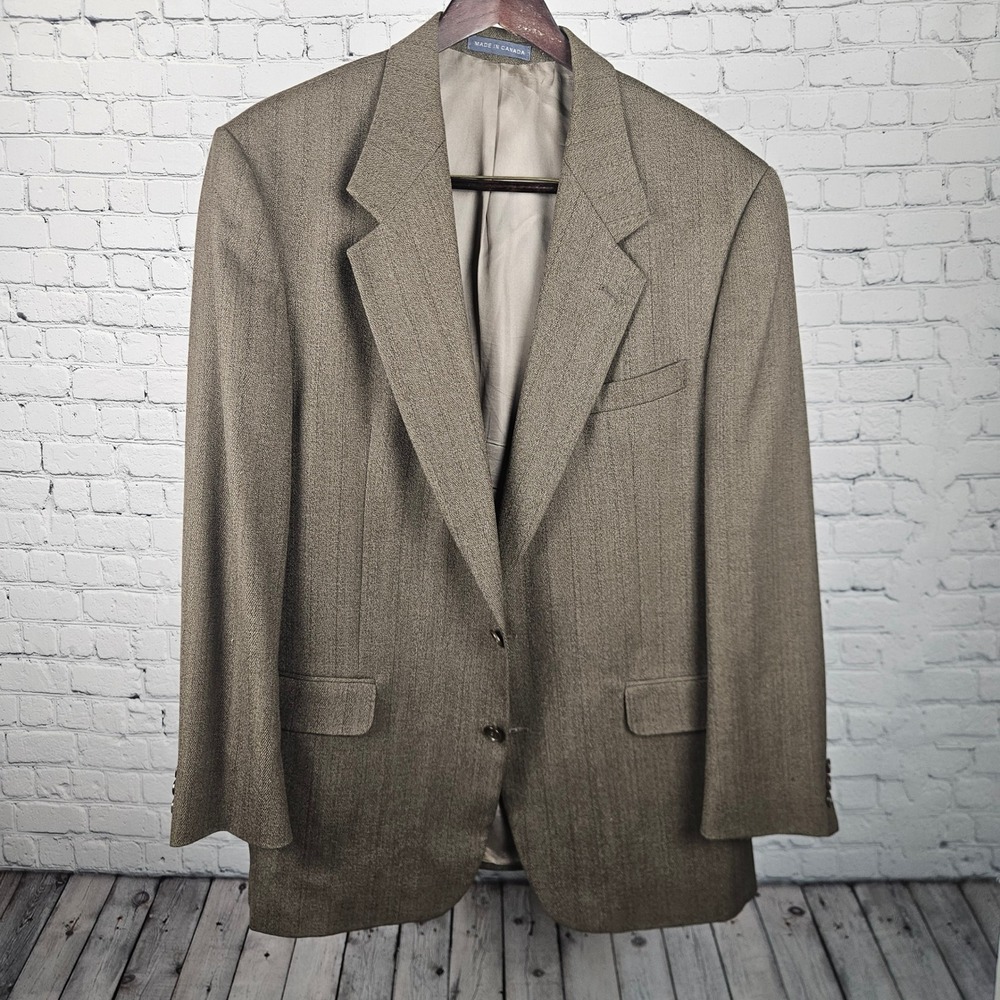 Mark Alexander Mens 43 Long Tall Brown‎ Pinstripe 100% Virgin Wool Blazer Canada